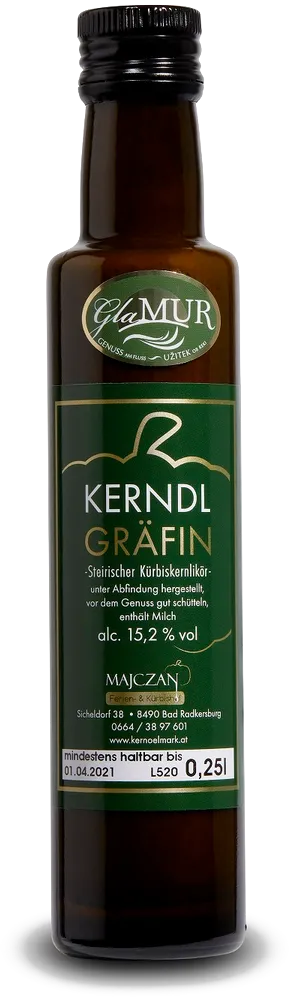 250-ml-Flasche Kürbiskernlikör Kerndlgräfin vom Ferien- und Kürbishof Majczan