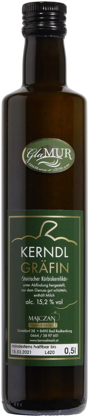 500-ml-Flasche Kürbiskernlikör Kerndlgräfin vom Ferien- und Kürbishof Majczan